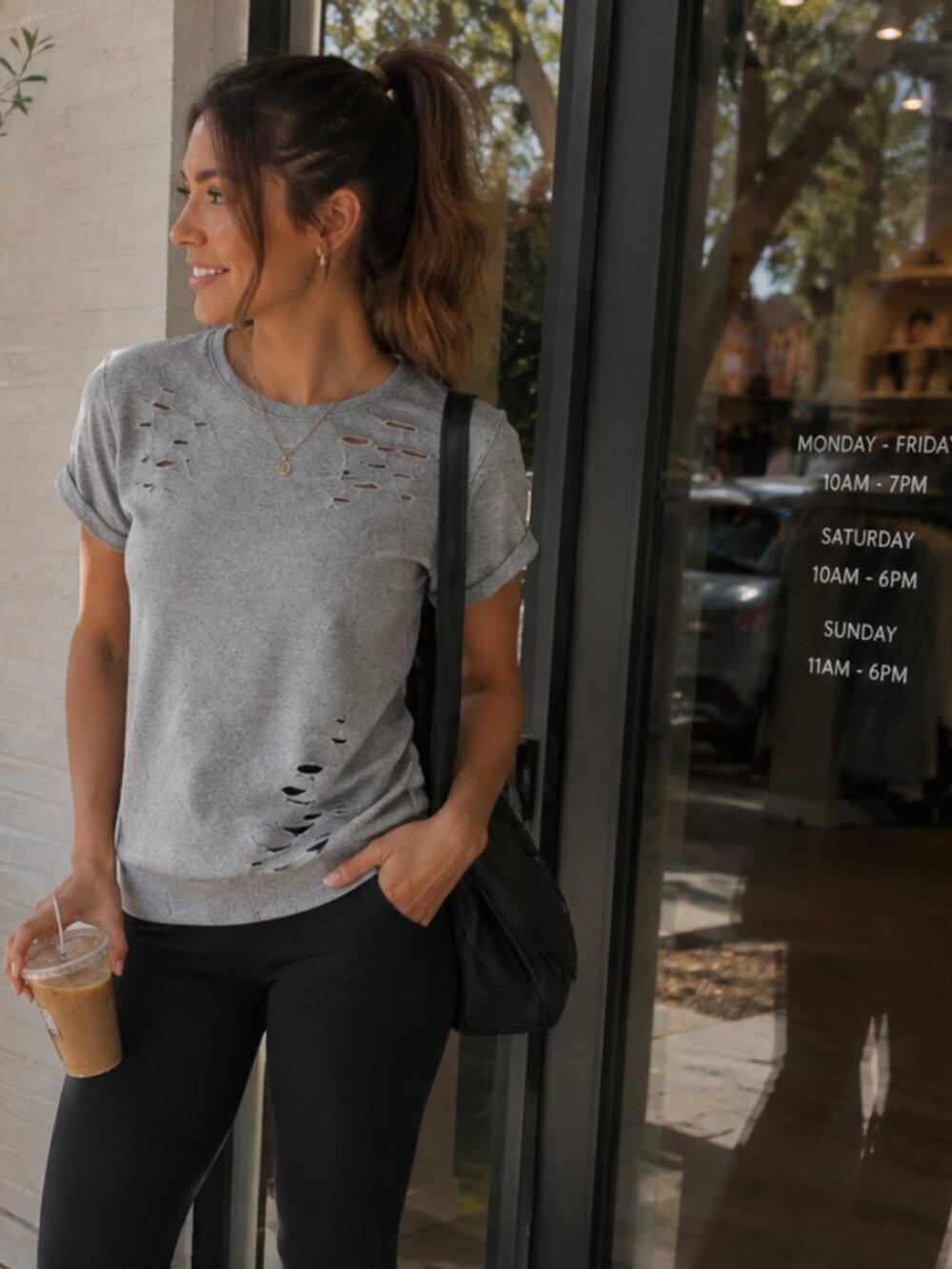 Macy's Inspired Hearts Distressed Light Grey Sweatshirt‎ Top